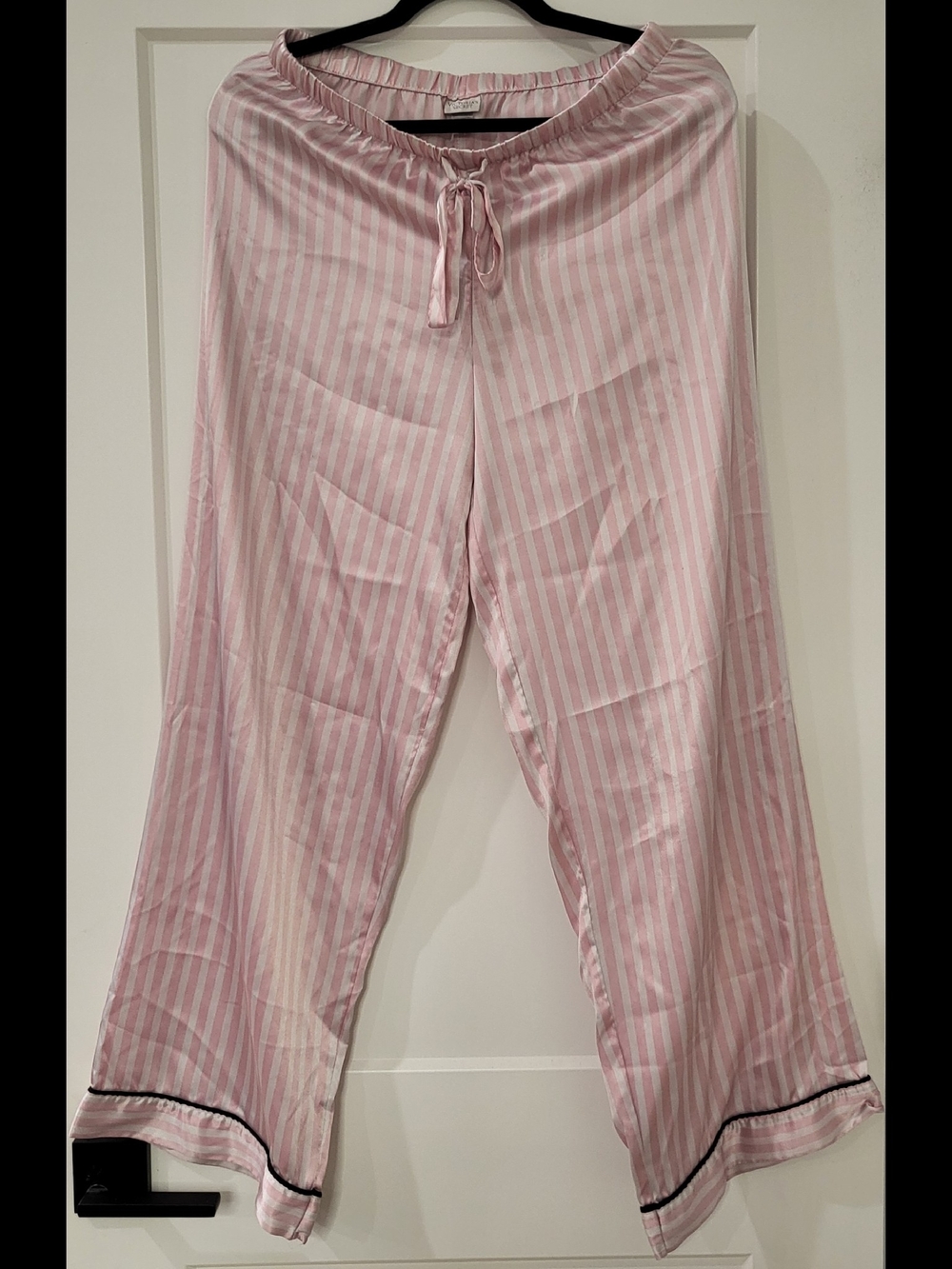 Victoria's Secret Pink and White Sexy Silk Striped Pajama Pants